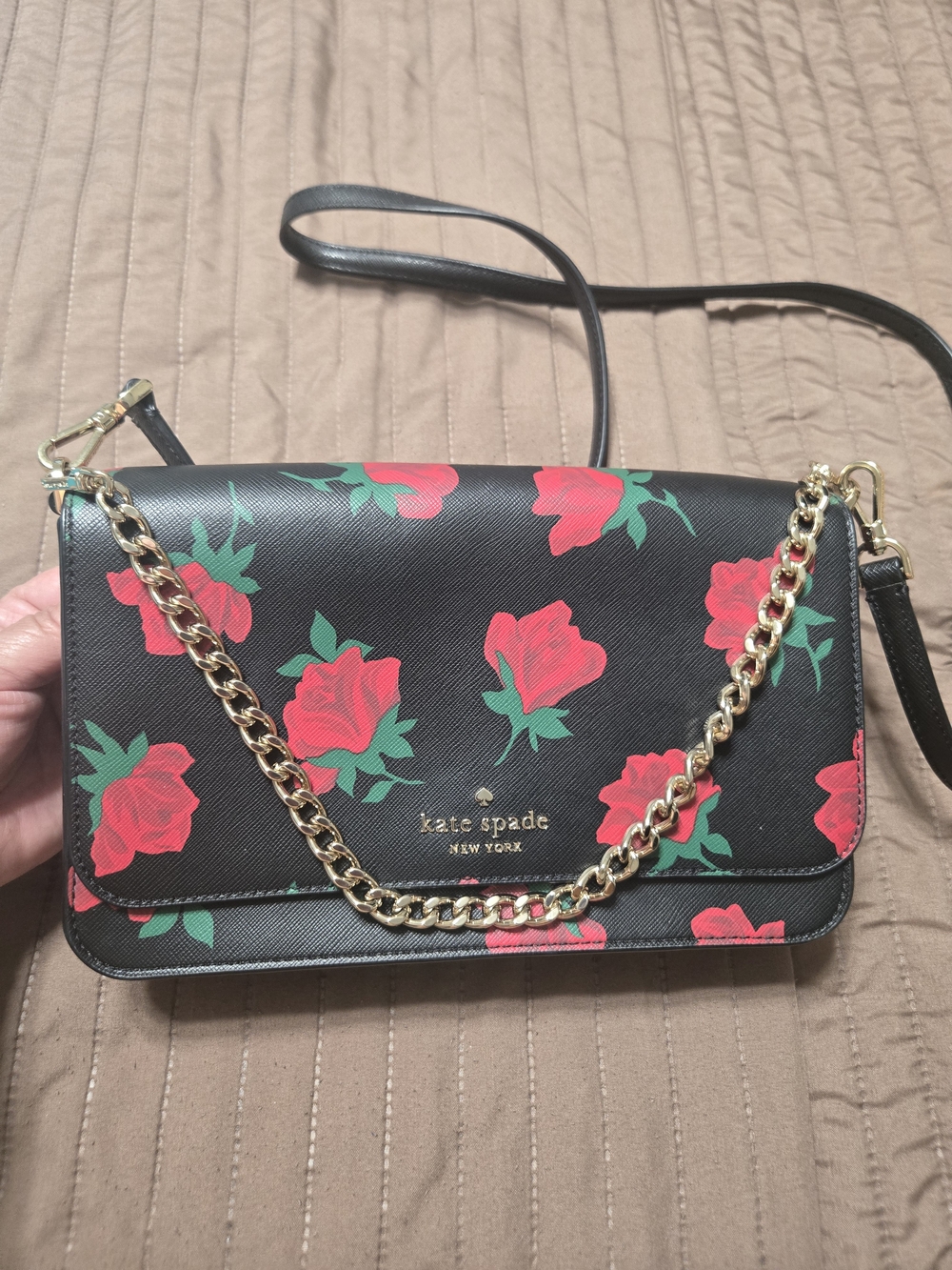 kate spade Black Rose Print Crossbody Bag